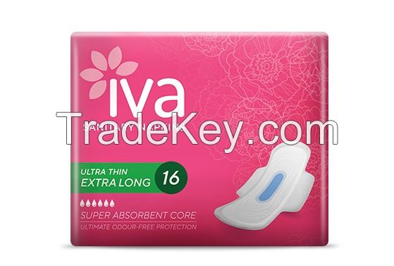 Female Sanitary Pads / Napkins IVA Ultra Thin Long 290mm ( Sanitary Pads )