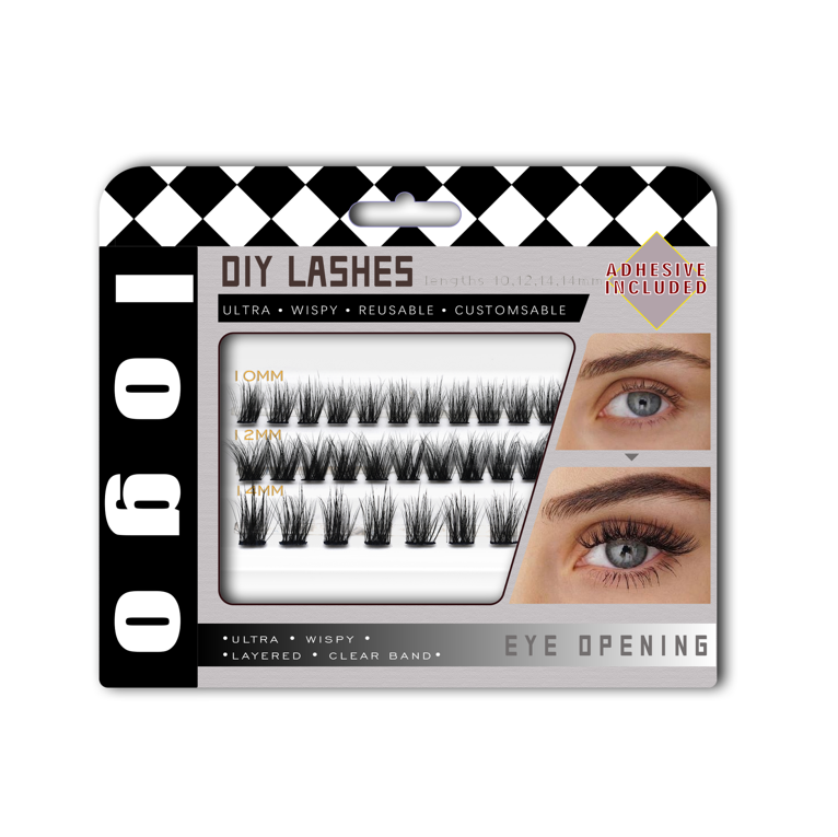 Superfine Light Volume Diy Lashes Faux Mink Eyelashes Thin Band 3d Diy Segmented Cluster Lashes