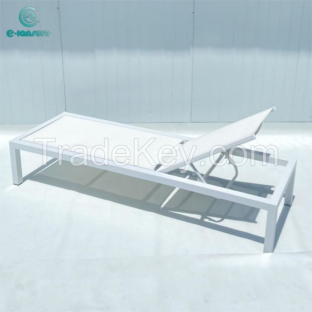 Aluminium and textilene waterproof and durable white sun loungers