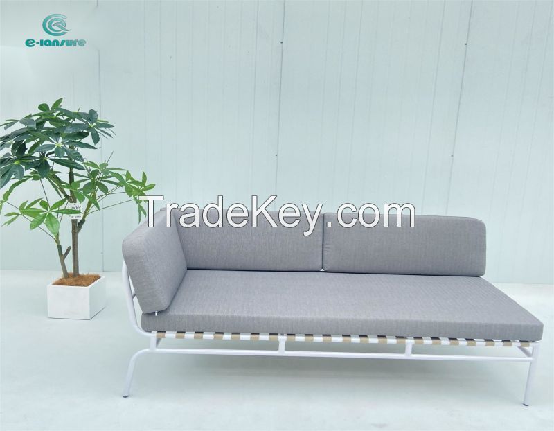 Aluminum outdoor dining set white frame grey cushion sofa