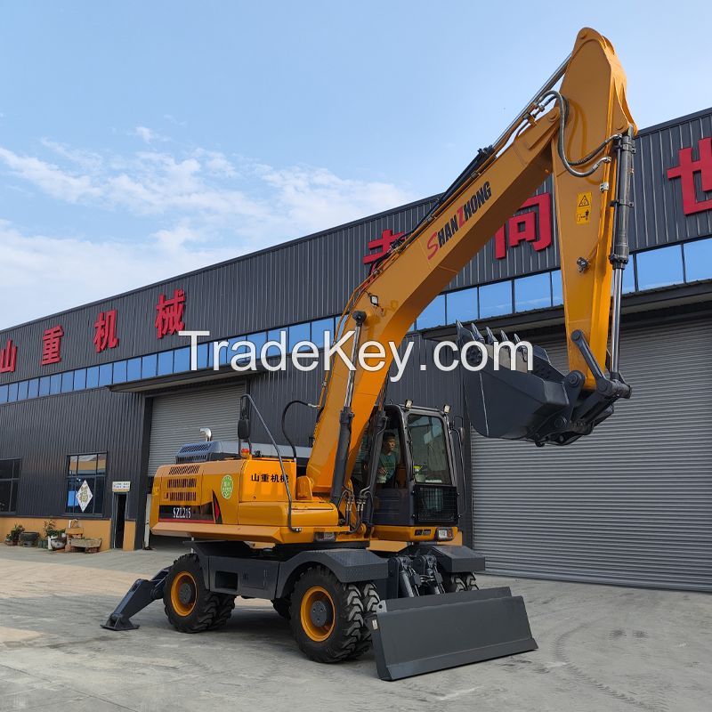 China Top Brand Shanzhong Earth-moving Machinery 21ton SZL215 wheel excavator with outrigger hydraulic drive