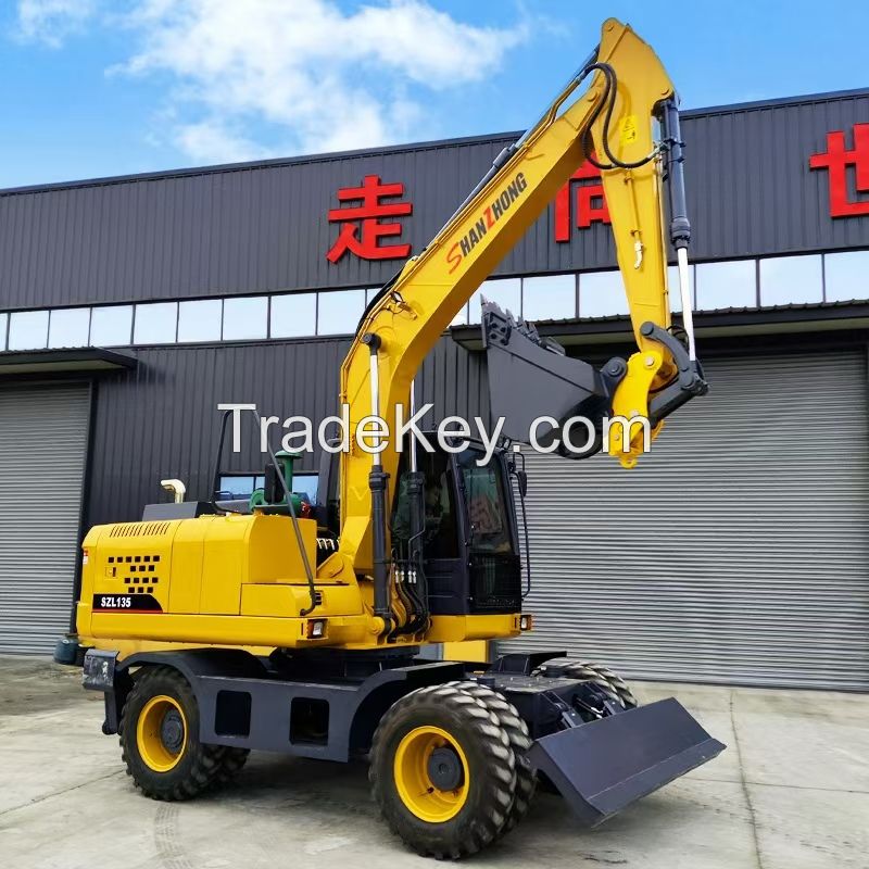 Earth-moving machinery medium-sized digger 13ton SZL135 hydraulic wheel excavator with best price