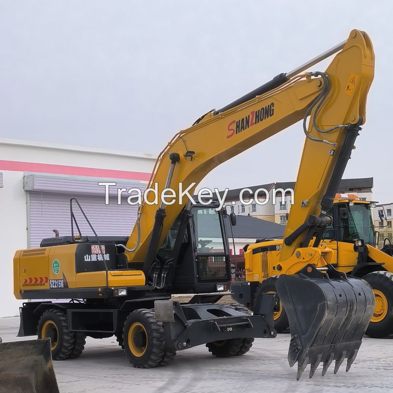 Engineering Machinery Shanzhong Factory 21ton SZL215 Wheel Excavator with Outrigger Hydraulic Drive