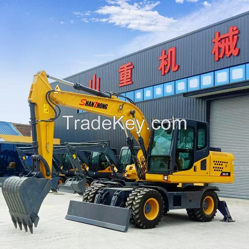 Earth-moving machinery medium-sized digger 13ton SZL135 hydraulic wheel excavator with best price