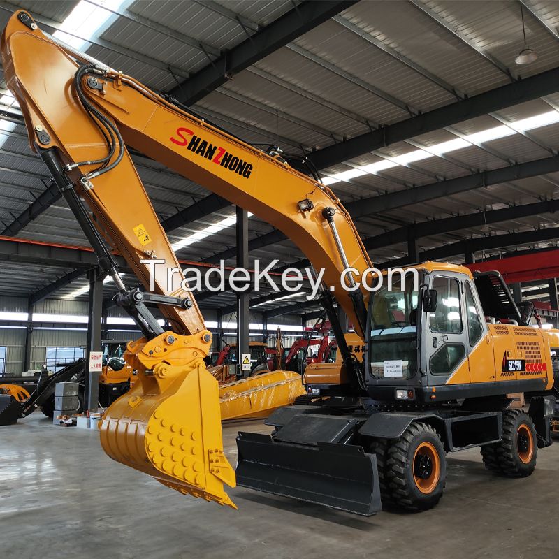 Engineering Machinery Shanzhong Factory 21ton SZL215 Wheel Excavator with Outrigger Hydraulic Drive