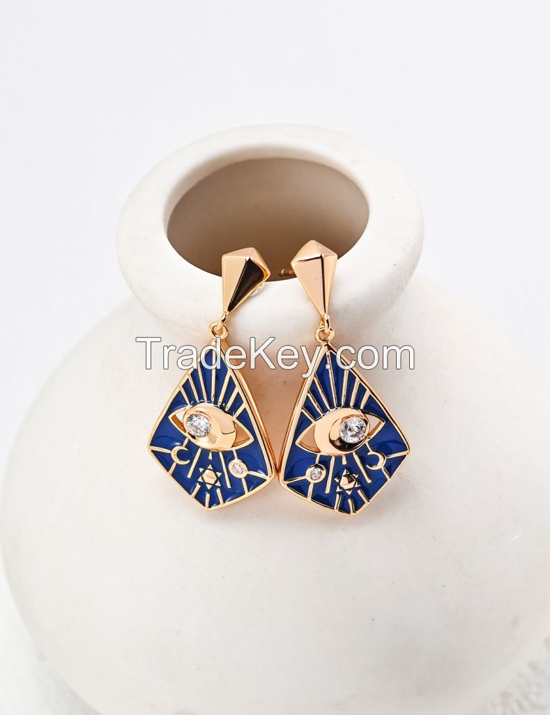 925 silver Zircon Enamel Earrings/Necklace