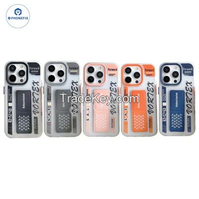 iPhone 16 Series Frosted Case With Push-pull Folding Stand 