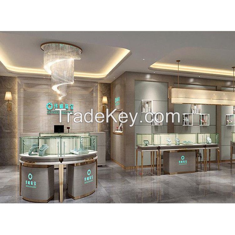 Jewelry display cabinet of Slap-up mdf wood with tempered glass jewelry display cabinet for sale