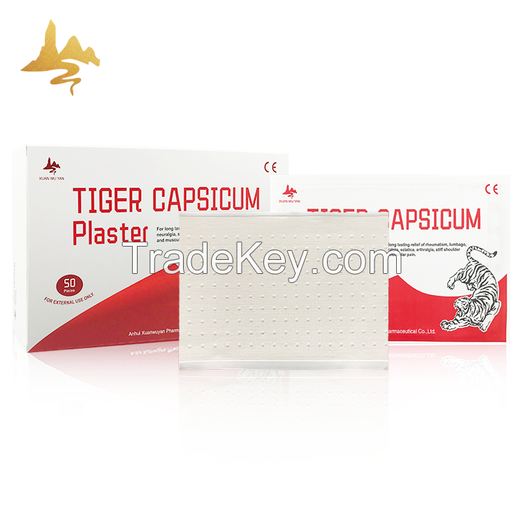 OEM Service Red Capsaicin Exract Analgesic Chilli Patches White Tiger Capsicum Plaster For Arthritis Pain Relief