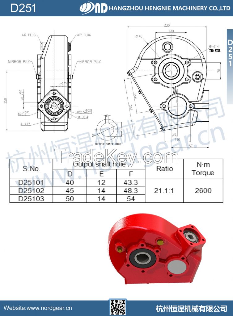 ND hydraulic drive gearbox apply to manure spreader D251