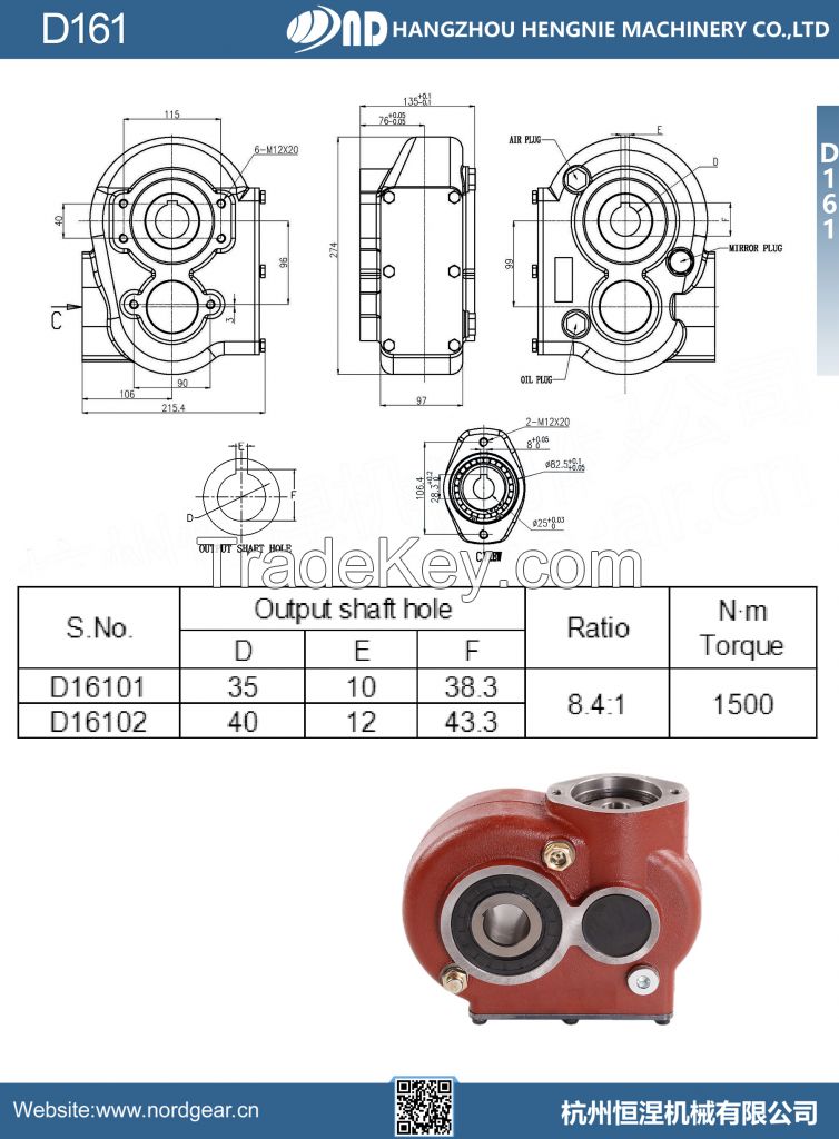 ND hydraulic drive gearbox apply to manure spreader