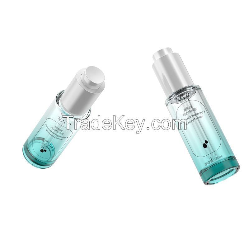 30ml Serum Press Button Dropper Glass Bottle with Light Blue Gradient Spray Color - Model YB030051