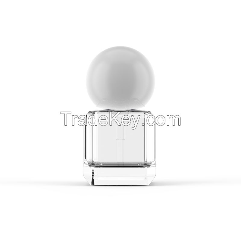 Empty 30ml Cubic Foundation Glass Bottle with Spherical Cap - Model YB030014