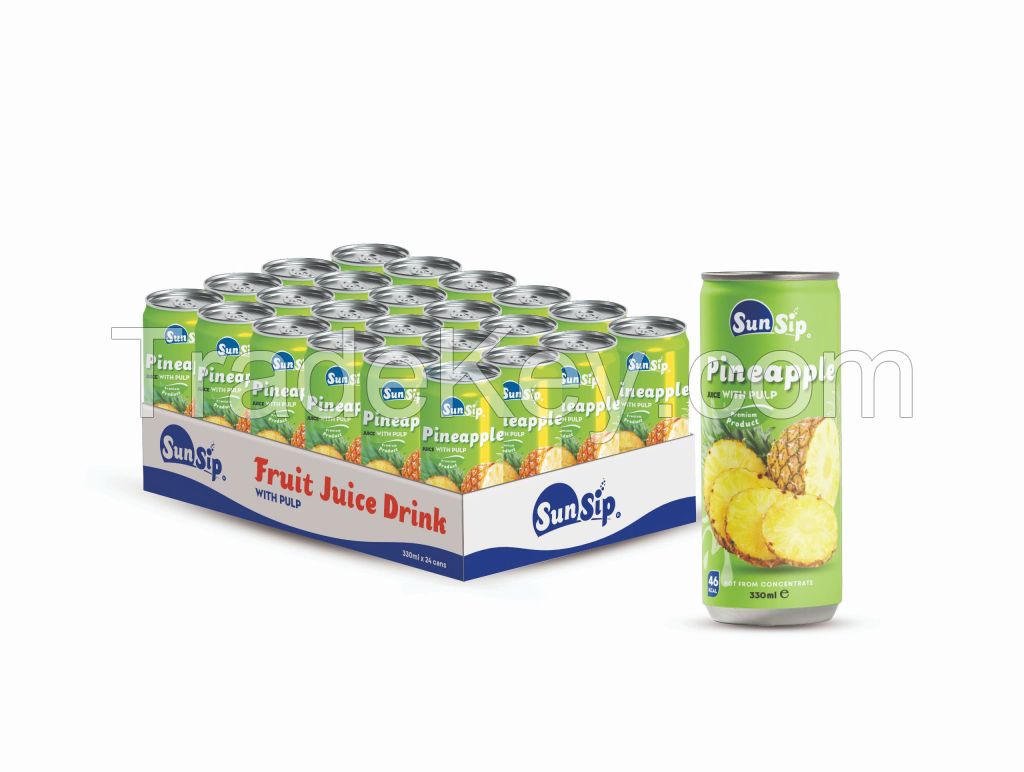 Sunsip 100% pineapple juice drink with PULP 330ml