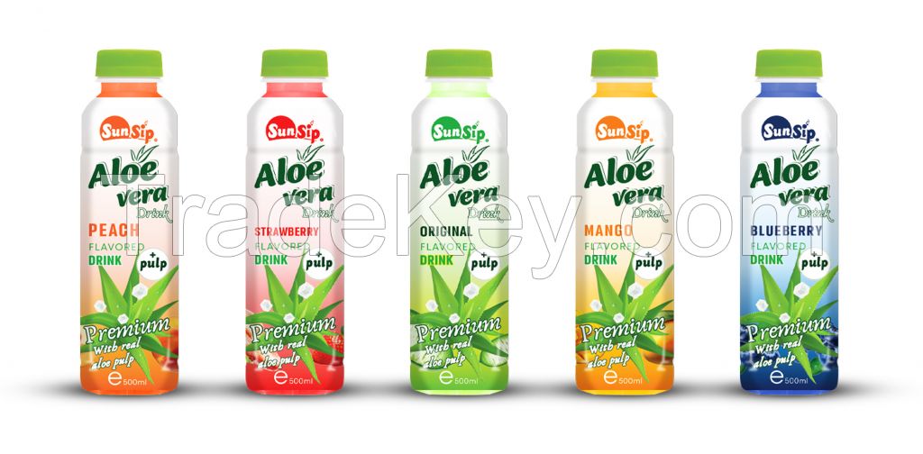 The best manufacturer of Aloe vera juice with pulp drink 500ml pet bottle