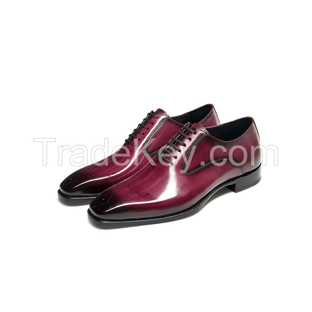 Hetschke Leather Oxfords Wingtip Formal Maroon Men's Goodyear Welt Casual Shoes