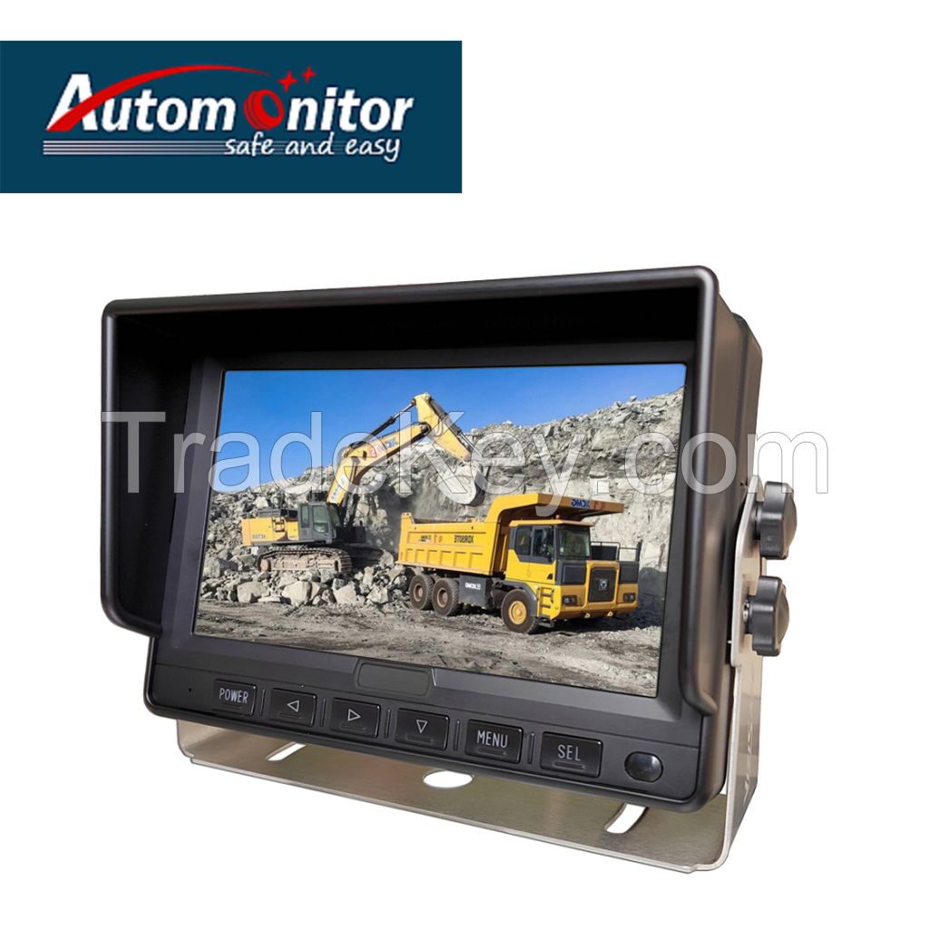 7 INCHES AHD REAR VIEW MONITOR, 4 CAMERAS INPUT,