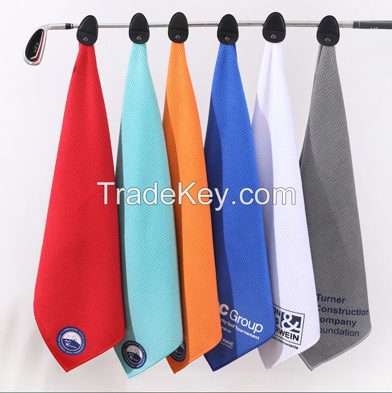 Custom Logo Magnetic Golf Towel Good Absorbent Microfiber Waffle Golf Towel with Industrial Strenth Strong Magnet