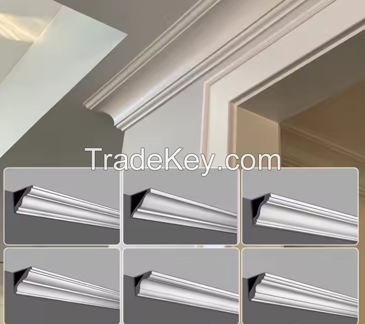 White primed wooden moulding wood cornice crown moldings