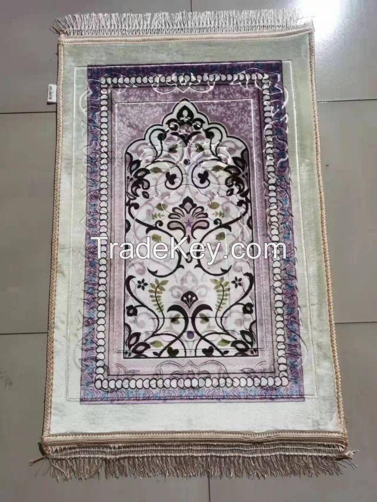 High quality muslim prayer mat and 100% polyester raschel mat