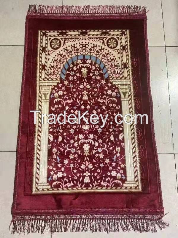 High quality muslim prayer mat and 100% polyester raschel mat