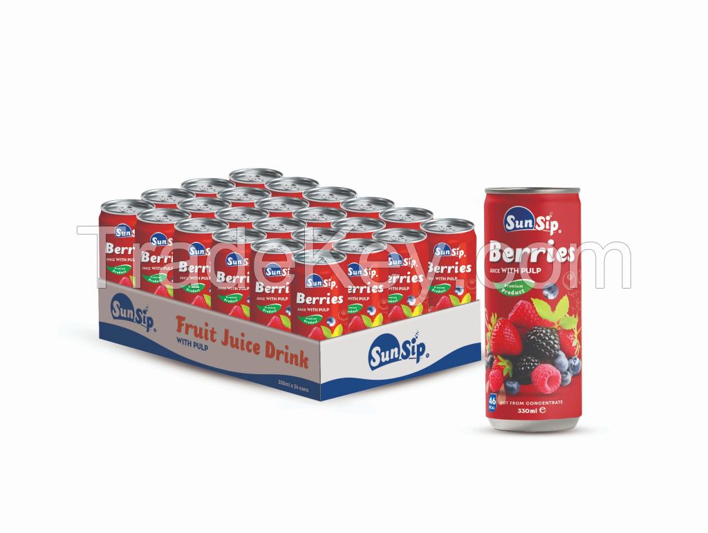 SunSip/OEM Berries Juice with Pulp 330ml in sleek can