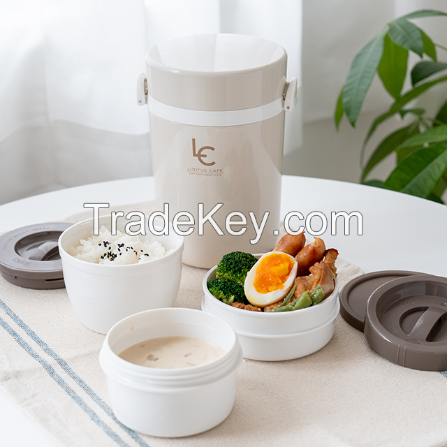 3TIER STAINLESS INSULATED LUNCH FOOD JAR HLB-B700 Ag+