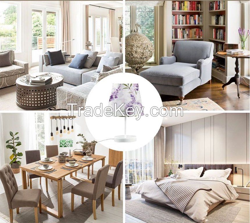 Custom Printed Table Night Lamps Cone Fabric