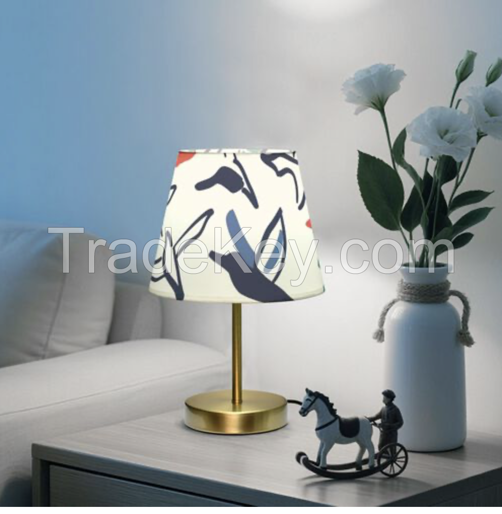 Custom Printed Table Night Lamps Cone Fabric