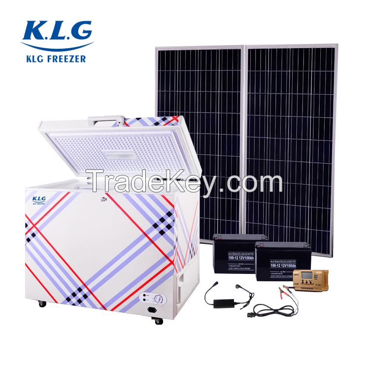 Hot sale 308L AC/DC solar 12v 24v 220v 110v chest freezers solar deep freezer