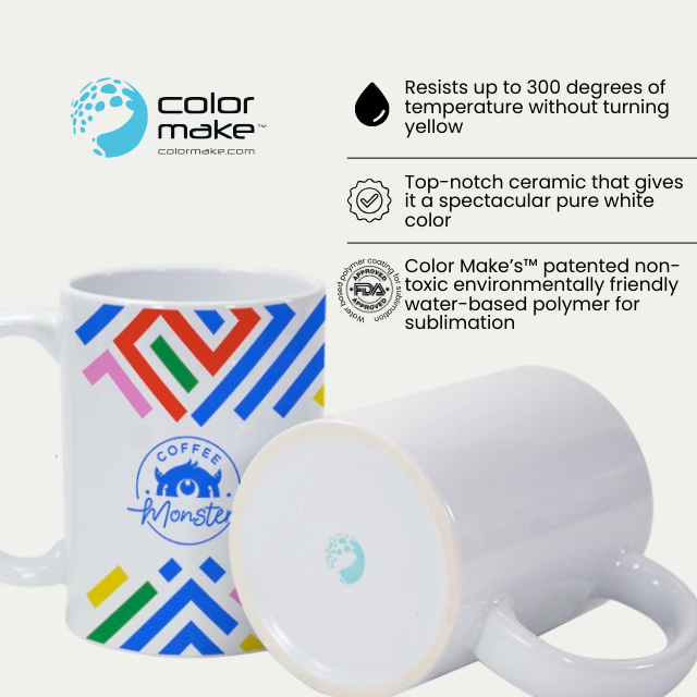 11oz White Mug for Sublimation Heat Transfer Grade AAA with FDA approved non-toxic polymer