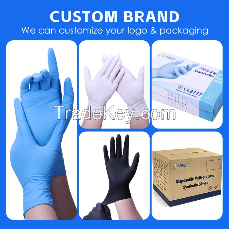 SS012 Disposable Nitrile Vinyl Gloves Black Vinyl Gloves Powder Free Nitrile Blended Gloves