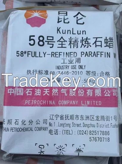 Kunlun brand Fully/Semi Refined Paraffin Wax for Candle Making 54-56 / 56-58 / 58-60