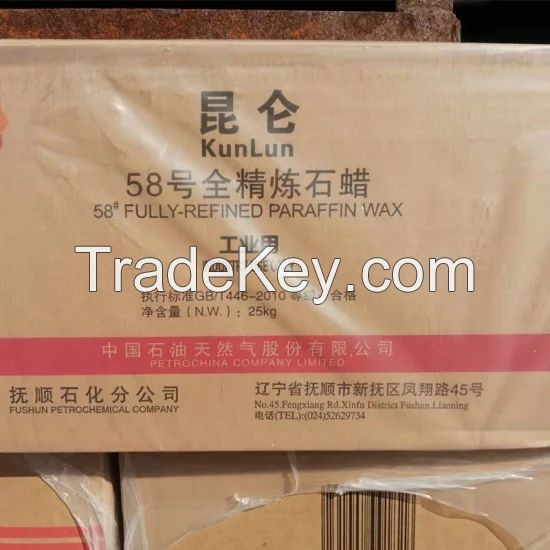 White Solid Kunlun Brand Daqing Dalian Fushun Semi Refined Fully Refined 56 58 60 62 Paraffin Wax for Candle