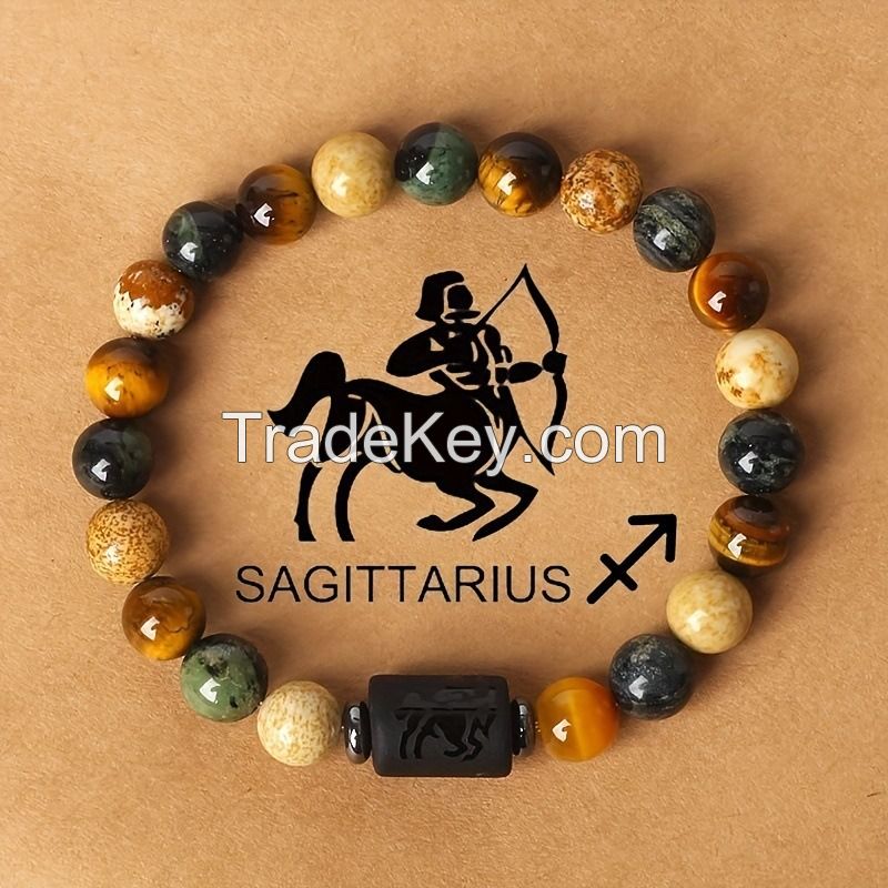 12 Zodiac 12 Constellations natural gemstone bracelet