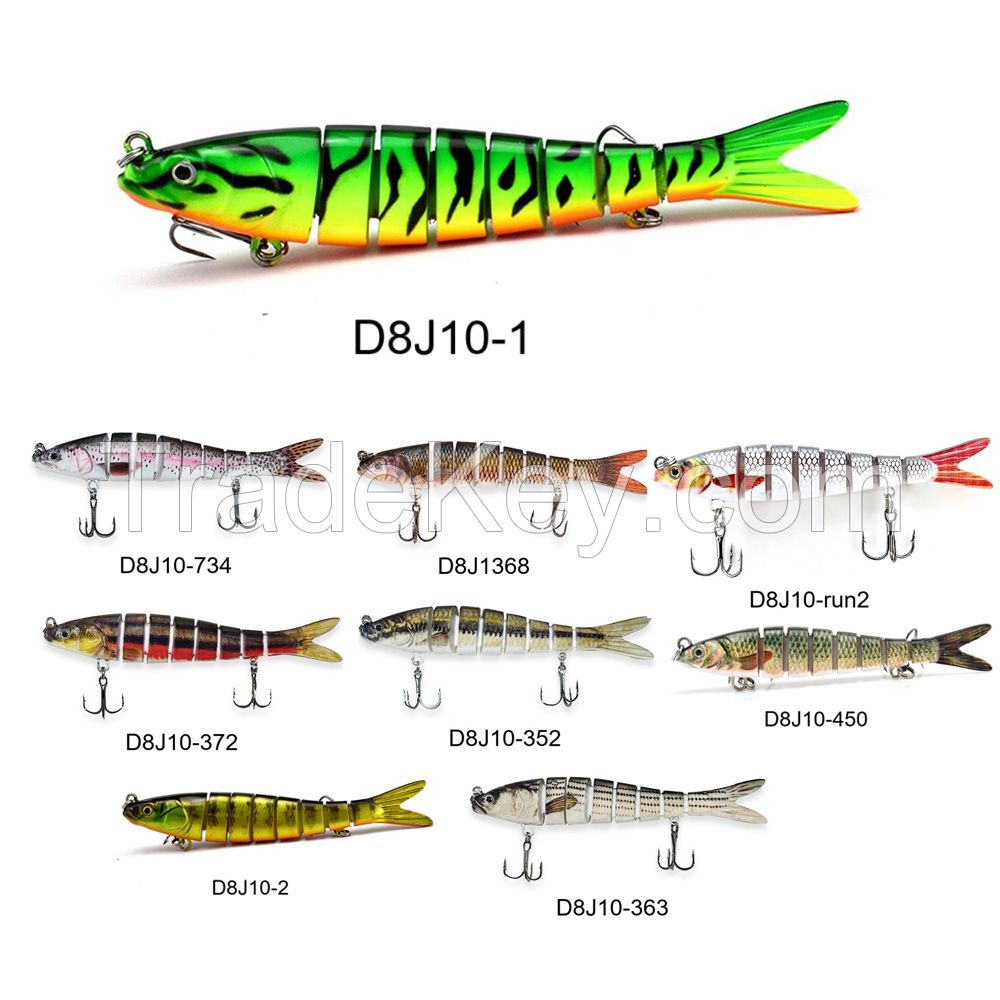 10cm 8 Section  Bass Fishing Lures  Reusable  Realistic Bass Lures Multi Jointed Swimbait 3D Eyes Fish Bait Wobbler Luya Tackle