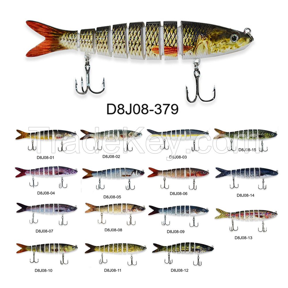 8 Section PIke Bass Fishing Lures Sound Attracts Realistic Bass Lures Multi Jointed Swimbait 3D Eyes Fish Bait Tackle Wobbler Luya Tool