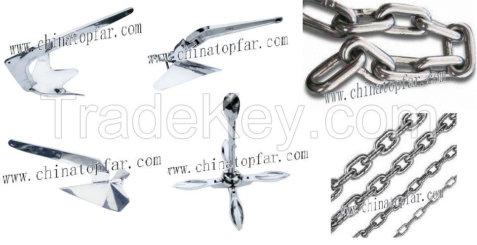 AISI316 stainless steel anchor, chain, bollard, chock, fairlead roller, hawse pipe, deck filler, deck vent, wheel for boat and luxury yacht