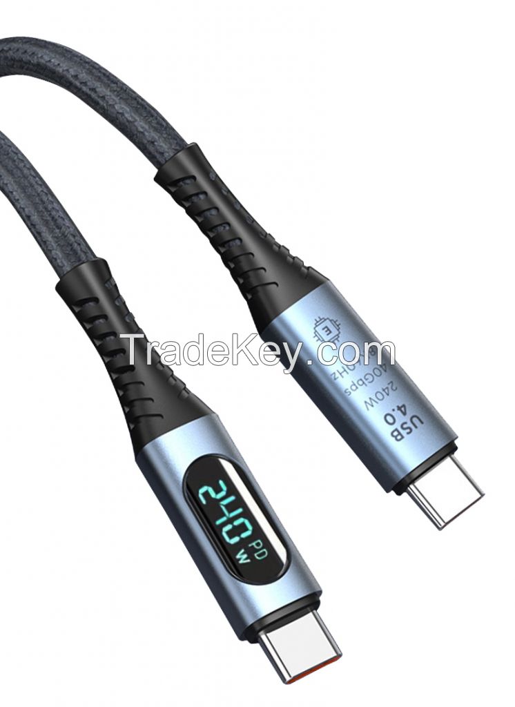 240W 40Gbps 8K@60Hz Magnetic Braided USB 4 Cable with LED Screen