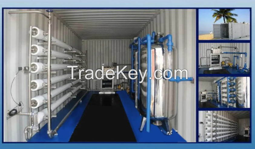 Containerised Seawater RO Sea Water  Desalination Plant containerized borehole well salt reverse osmosis  water treatment plant