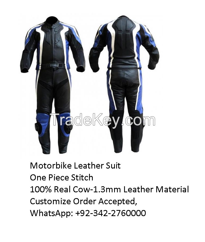 Men's Motorbike Leather Suit 00% Real Cow-Hide, 0.8mm Leather Material