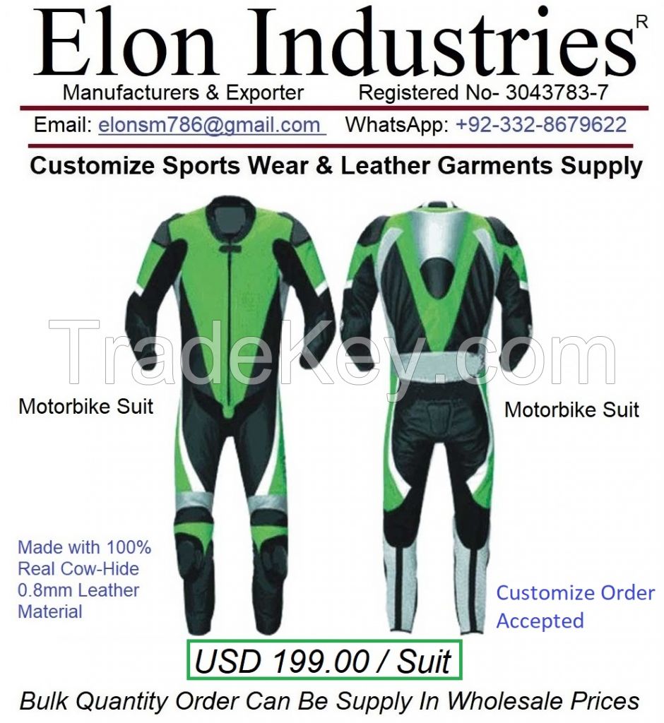 Gents Motorbike Leather Suit made with Cow-Hide Leather Material