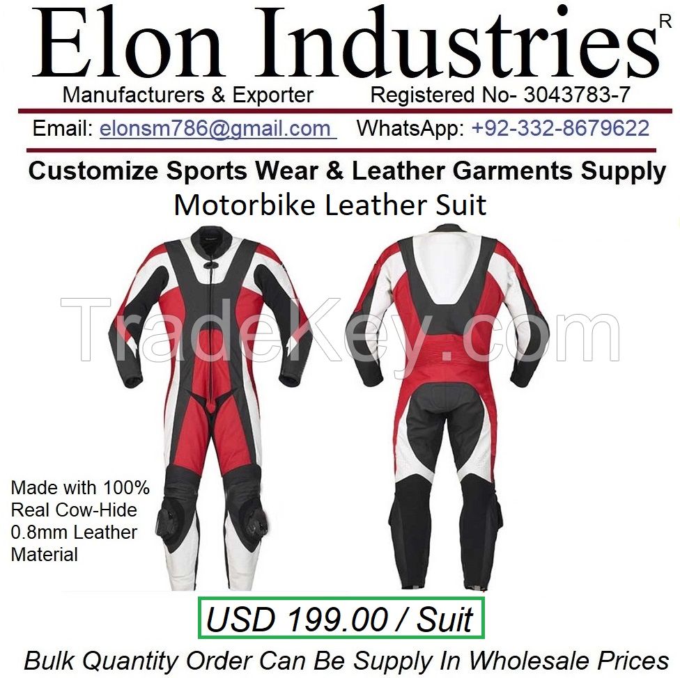 Gents Motorbike Leather Suit made with Cow-Hide Leather Material