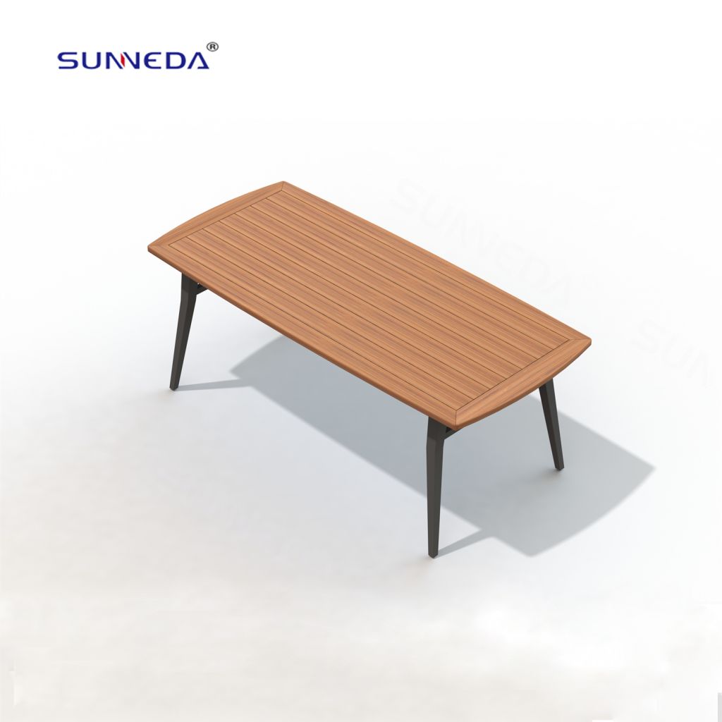 Outdoor balcony teak furniture modular components solid teak wooden dining table and chair set for 7 furniture