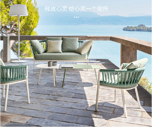 High Quality Hot Sale Patio Leisure Sofa Set Webbing Rope Fabric Seat Mesh Polyester Frame Sectional Sofa