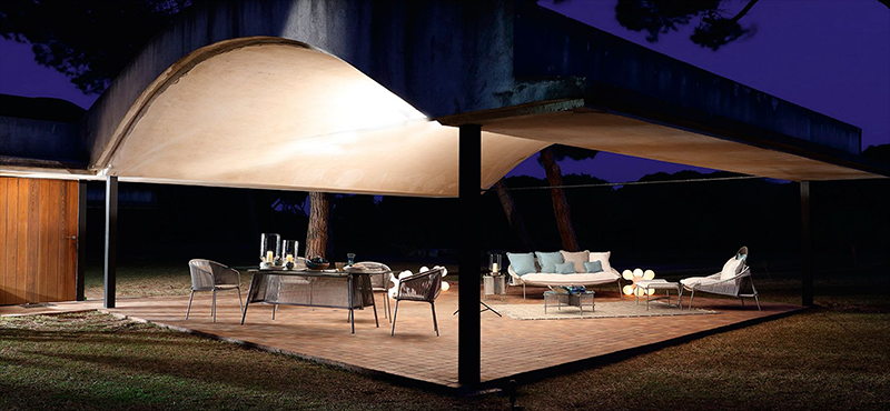Modern Garden Patio Woven Rope Dining Chair Outdoor Hotel Aluminum Frame Fabric Upholstered Dining Chair and Table Set
