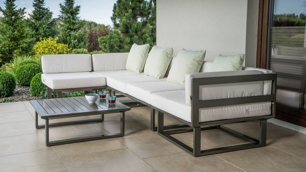 Outdoor Furniture Aluminum Frame Patio L Shape Corner Sofa Sets Metal Outdoor Sofa Courtyard Garden Sofas