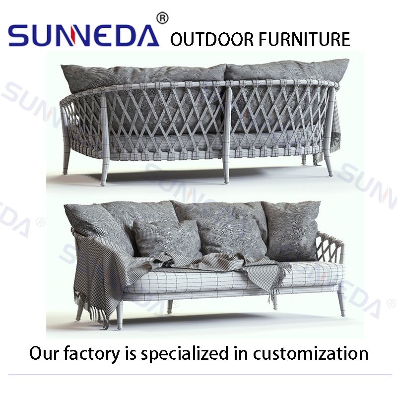 Nordic Fashion Outdoor Sofa Courtyard Villa Furniture Balcony patio Chair Single Outdoor Garden Terrace Leisure Rattan Sofa