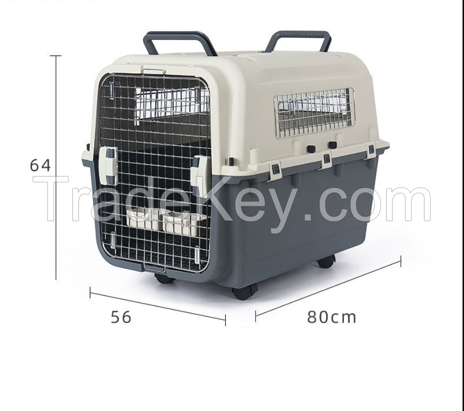 2024 Cheap Durable Metal Door PP Materiel Large Pet Dog Air Travel Box Heavy-Duty Pet Carrier Case