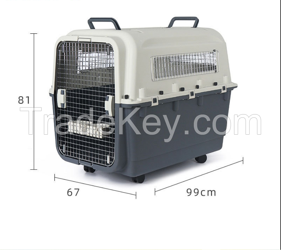 2024  Metal Door PP Materiel Large Pet Dog Air Travel Box Heavy-Duty Pet Carrier Case